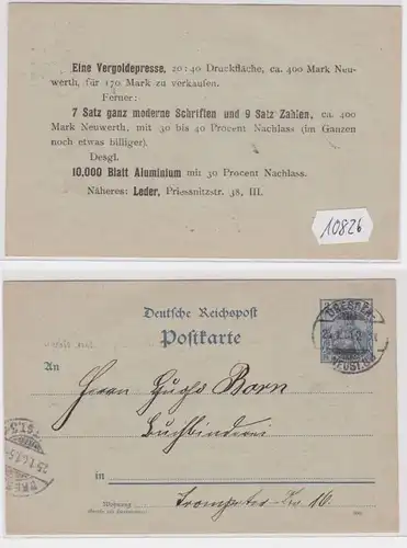 10826 DR Ganzsachen Postkarte P44 Zudruck Leder, Priessnitzstr. 38, III. Dresden