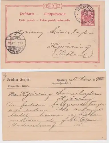 11304 DR Ganzsachen Postkarte P21 Zudruck Joachim Jeusen Hamburg 1894