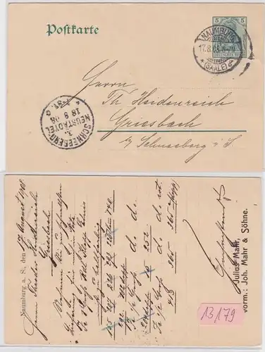 13179 Ganzsache Postkarte P78 Zudruck Julius Mahr vorm. & Söhne Naumburg 1908