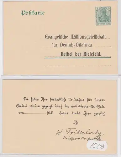 15209 Ganzsachen Postkarte P78 Zudruck Ev. Missionsges. Deutsch-Ostafrika Bethel