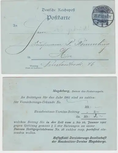 17278 DR Ganzsachen Postkarte P44I Zudruck Hausbesitzer-Verein Magdeburg 1900