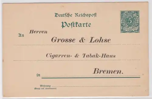 17665 DR Ganzsachen Postkarte P36 Zudruck Grosse & Lohse Tabak-Haus Bremen