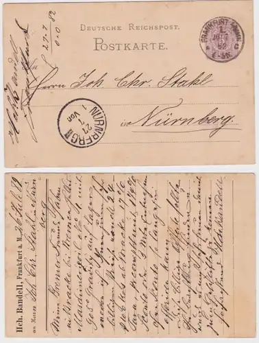 19313 DR Ganzsachen Postkarte P10 Zudruck Hch. Bandell Frankfurt am Main 1882