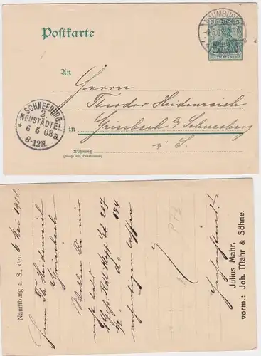 21060 DR Ganzsachen Postkarte P64 Zudruck Julius Mahr vorm Mahr & Söhne Naumburg