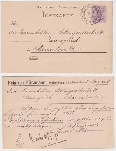 22048 Carte postale P18 Zuschuck Heinrich Pätzmann Waldenburg 1887