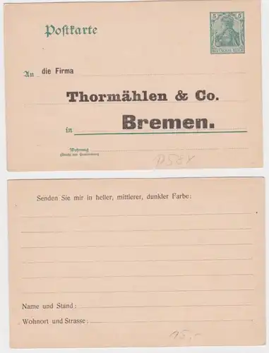 25062 Cas entier Carte postale P58 Imprimer Société Thormählen & Co. Brême