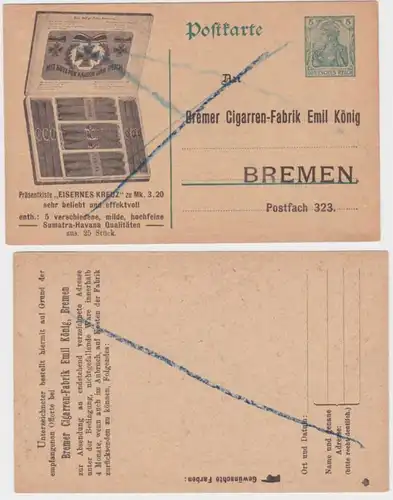 25515 DR Ganzsachen Postkarte P96 Zudruck Bremer Cigarren-Fabrik Emil König
