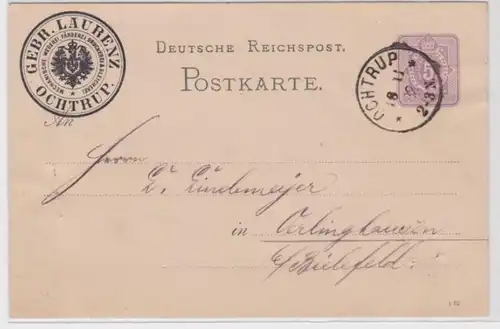 26894 DR Ganzsachen Postkarte P12 Zudruck Gebr. Laurenz Weberei Ochtrup 1882