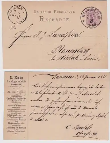 26927 DR Carte postale complète P10 Imprimer S. Katz Banques commerciales Hannover 1881