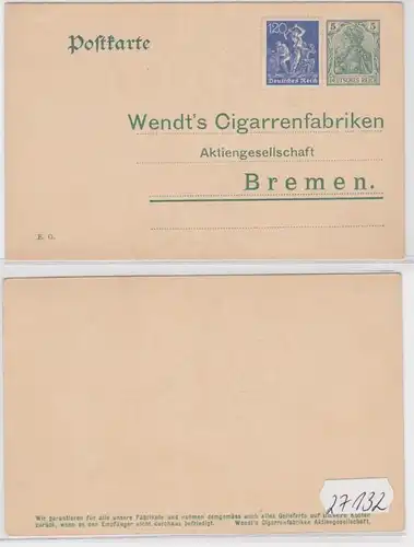 27132 DR Affaire entière Carte postale P78 Sous-impression Wendt's Cigarrenfabriken AG Brême