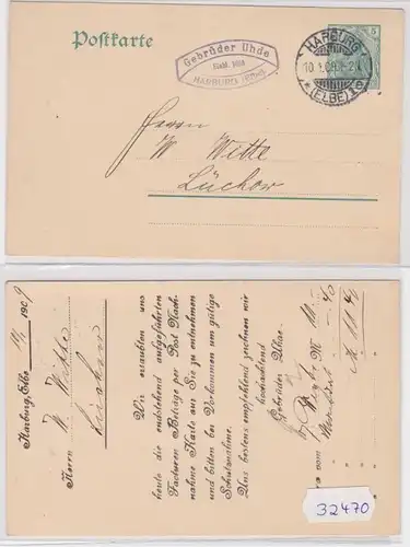 32470 DR entier Carte postale P78 tirages Frères Uhde Harburg Elbe 1909