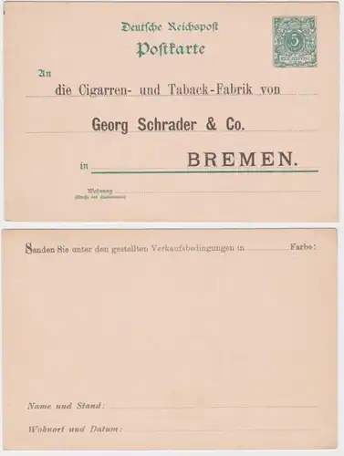 32780 DR Ganzsachen Postkarte P36 Zudruck Taback-Fabrik Georg Schrader Bremen