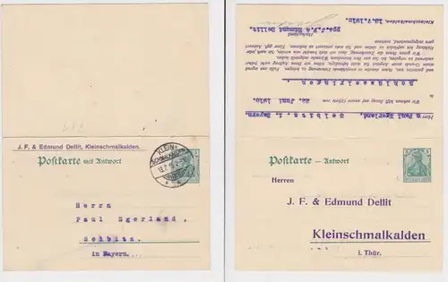 33056 DR Ganzsachen Postkarte P81 Zudruck J.F. & Edmund Dellit Kleinschmalkalden