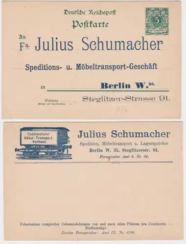 33765 Ganzsachen Postkarte P36 Zudruck Julius Schumacher Möbeltransport Berlin