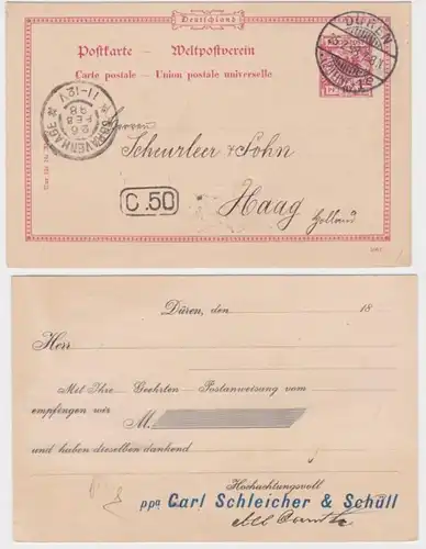 33986 DR Carte postale P21 tirage Carl Schleicher & Schüll Düren 1898