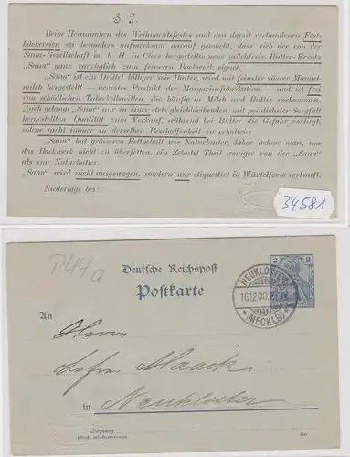 34581 Ganzsachen Postkarte P44a Zudruck Carl Dellwall Neu Kloster 1900