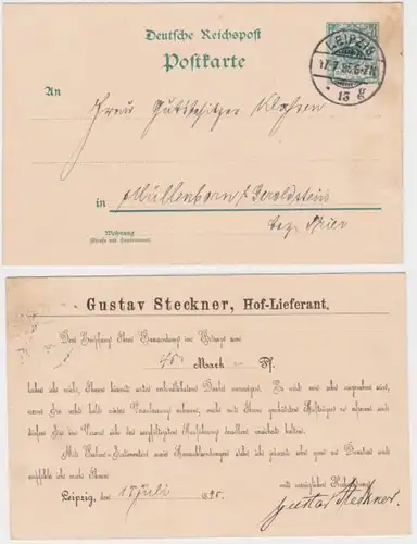 34983 DR Ganzsachen Postkarte P36 Zudruck Gustav Steckner Lieferant Leipzig 1895