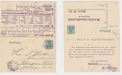 36107 Cas entier Carte postale P75 Sous-impression Maggi Société Département A Berlin 1907