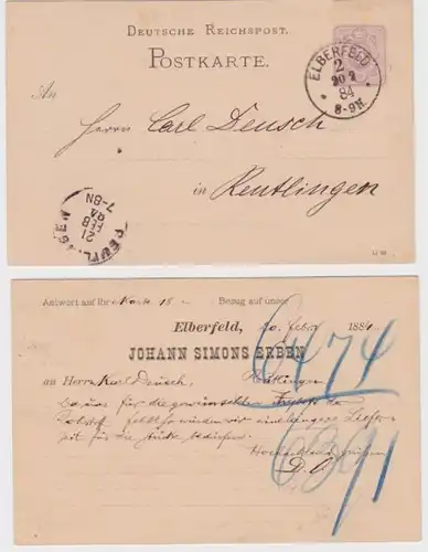 37228 DR Carte postale complète P12 Impression Johann Simons Erben Elberfeld 1884