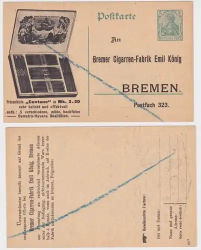 37489 DR Ganzsachen Postkarte P90 Zudruck Bremer Cigarren-Fabrik Emil König
