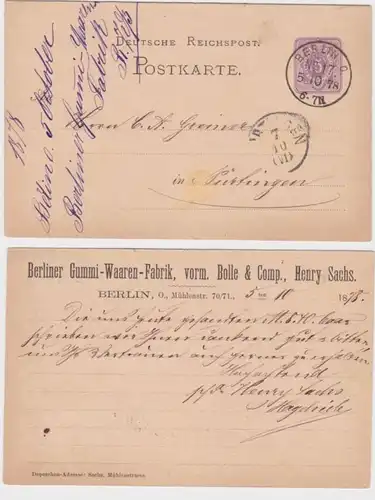 38384 Ganzsachen Postkarte P10 Zudruck Berliner Gummi-Waaren-Fabrik Henry Sachs