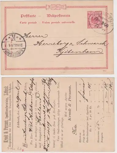38537 DR Cas entier Carte postale P25 Tirage Krook & Persson Spedition Lubeck 1899