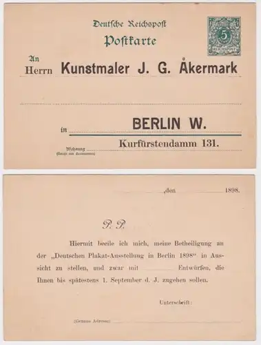 39655 DR Ganzsachen Postkarte P36 Zudruck Kunstmaler J.G. Åkermark Berlin 1898
