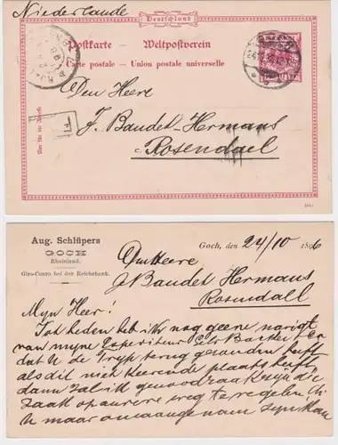 41250 DR Ganzsachen Postkarte P37 Zudruck Aug. Schlüpers Goch Rheinland 1896