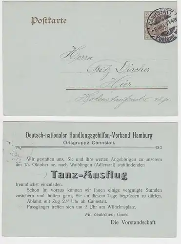 42535 DR Ganzsachen Postkarte P77 Zudruck Handlungsgehilfen-Verband Hamburg 1911