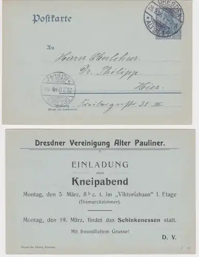 42804 DR entier carte postale P63 tirage association Dresde Vieillesse Pauliner