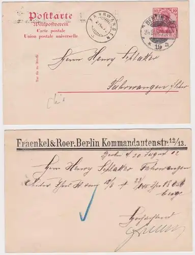 44458 DR Ganzsachen Postkarte P65 Zudruck Fraenkel & Roer Berlin 1902