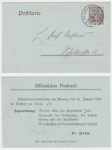 46984 DR Ganzsachen Postkarte P77 Zudruck Alldeutscher Verband Heilbronn 1909