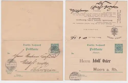 48060 DR Ganzsachen Postkarte P31 Zudruck Adolf Oster Herrenstoffe Moers 1897