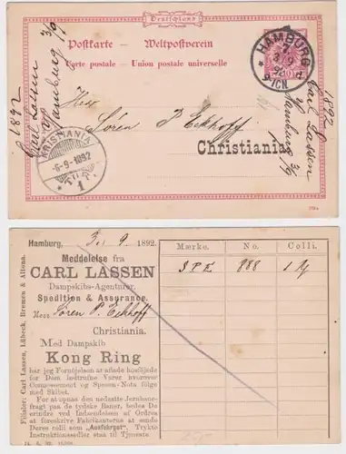 51223 DR Plein de choses Carte postale P37 tirage Carl Lassen Spedition Hambourg 1892