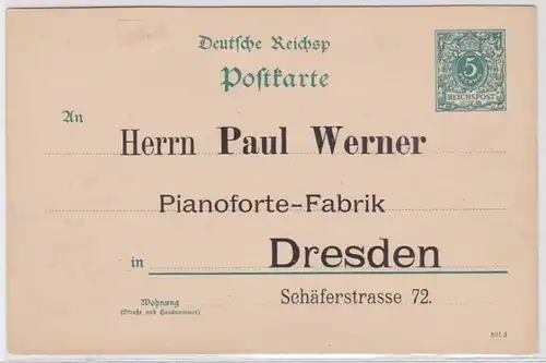 52149 DR Ganzsachen Postkarte P30 Zudruck Paul Werner Pianoforte-Fabrik Dresden