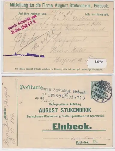 53970 Cas entier Carte postale P78 Pression Aug. Stukenbrok Maison spéciale Einbeck 1909