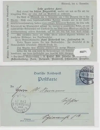 60271 Ganzsachen Postkarte P44 Zudruck Stadtverordnetenwahl Berlin 1901