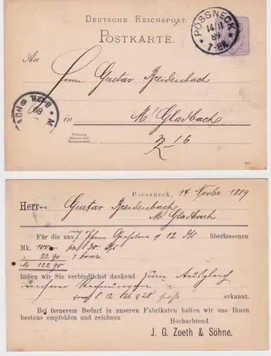 62387 DR Carte postale complète P18 Tirage J.G. Zoeth & Söhneck 1889