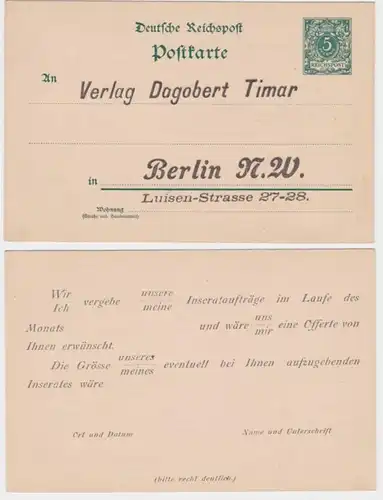 63579 DR Ganzsachen Postkarte P36 Zudruck Verlag Dagobert Timar Berlin