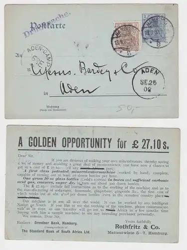 63657 Ganzsachen Postkarte P57 Zudruck Rothfritz & Co Hamburg Golden Opportunity