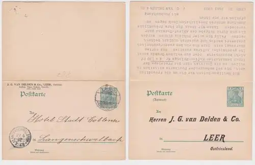 67014 Cas entier Carte postale P67 Carte d'inscription J.G.van Delden & Co Leer Est de la Frise 1902