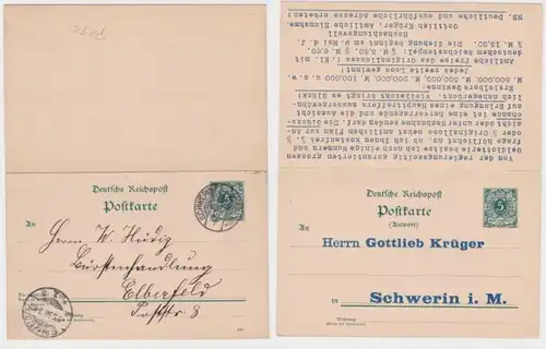 68156 DR entier carte postale P31 impression Gottlieb Kruger Schwerin Loterie 1898