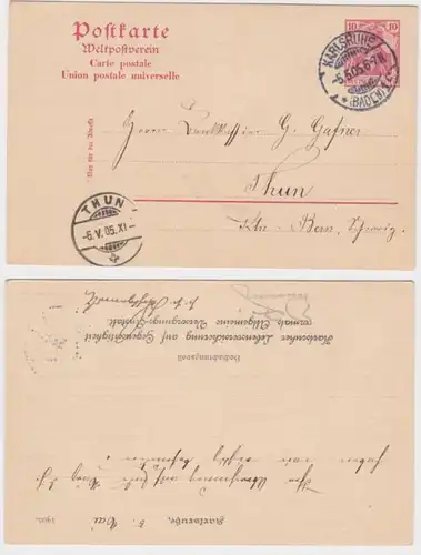 69621 DR Ganzsachen Postkarte P65 Zudruck Karlsruher Lebensversicherung 1905