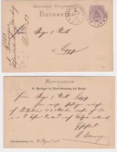 70007 DR Ganzsachen Postkarte P12 Zudruck A. Beringer Charlottenburg bei Berlin