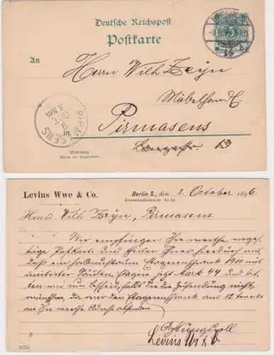70310 DR Ganzsachen Postkarte P36 Zudruck Levins Wwe & Co. Berlin 1896
