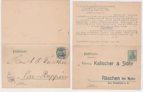 71224 Ganzsache Postkarte P61 Zudruck Kalischer & Stöhr Räschen bei Merke 1902