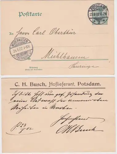 72135 DR Ganzsache Postkarte P58 Zudruck C.H. Busch Hoflieferant Potsdam 1902