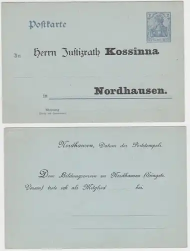 72787 DR Ganzsachen Postkarte P57Y Zudruck Justizrath Kossinna Nordhausen