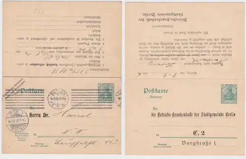 •3 DR Cas entier Carte postale P67 Imprimer la caisse de maladie d'entreprise Stadtgem. Berlin