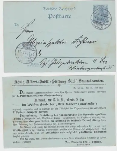 77505 DR entier carte postale P44I tirage roi Albert Jubil. Fondation Dresde
